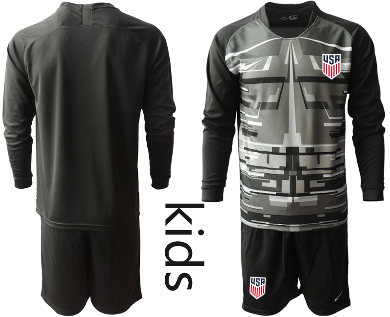 Cheap Youth 2020-2021 Season National team United States goalkeeper Long sleeve black Soccer Jersey